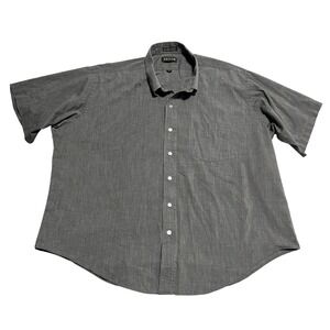 Ketch Men's Short Sleeve Button Up Shirt Gray Size 18.5 Single Needle Tailoring